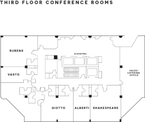 Third floor conference rooms map of Delta Hotel Saskatoon Downtown